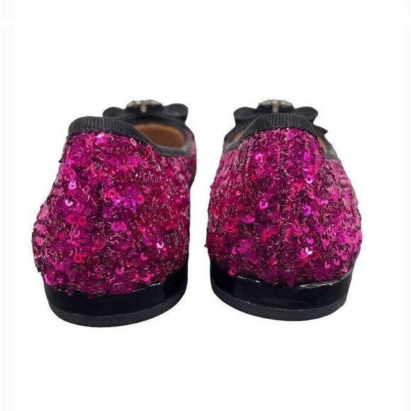 Marc Jacobs Sequins Interlock Bow Leather Ballet Flats Formal Chic EU38 US8 NEW - Picture 5 of 14